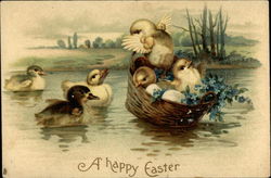 A Happy Easter With Chicks Postcard Postcard