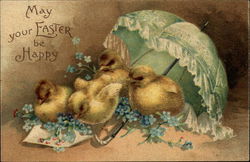 May your Easter be Happy With Chicks Postcard Postcard