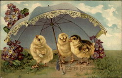 Easter Greetings With Chicks Postcard Postcard