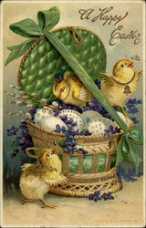 A Happy Easter With Chicks Postcard Postcard