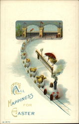 All Happiness for Easter - Train of Chicks Postcard