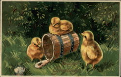 Three Little Chicks Easter Greetings Postcard