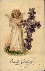 Easter Greetings With Angels Postcard Postcard