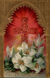 Easter Greetings - Cross and Lilies Postcard