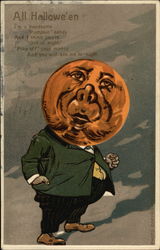 Halloween Greetings with Pumpkin Man Postcard