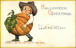 Halloween Greetings - There'll Be Fun And Frolic For Fair Postcard Postcard