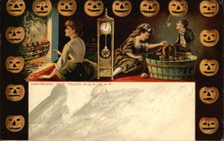 Halloween Party with Bobbing for Apples and Jackolanterns Postcard