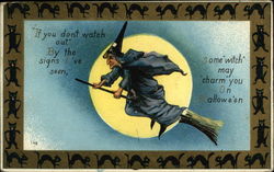 Witch on Broom Postcard