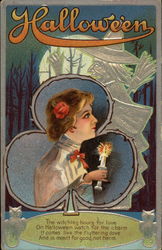 Halloween - Lady holding Candle Postcard