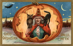 Witch in Pumpkin Postcard