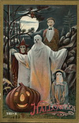 Halloween - Group in Costume Postcard