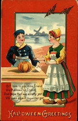 Halloween Greetings with Dutch theme Postcard