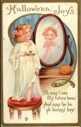 Halloween Joys - Girl looking in Mirror Postcard