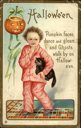 Halloween: Pumpkin faces Postcard