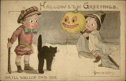 Halloween Greetings - Oh, I'll Wallop This One Postcard Postcard