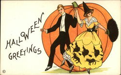 Halloween Greeting - Man and Woman Dancing Postcard Postcard