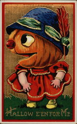 Hallow E'en for Me - Little Girl With Pumpkin Head Postcard