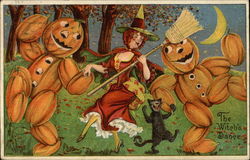 The witches dance Halloween Postcard Postcard