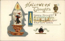 Hallowe-en Thoughts Halloween Postcard Postcard