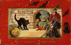 Boil and Bubble, Toil and Trouble - Halloween Greetings Postcard