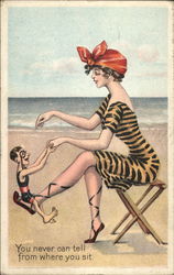 You never can tell from where you sit Superior Women / Tiny Men Postcard Postcard