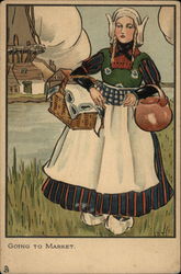 Going to Market - Dutch Girl Postcard