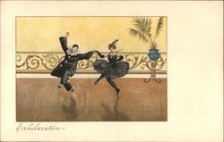 Exhilaration - Clown and Lady Dancing Postcard Postcard