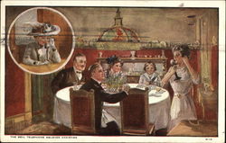 Woman Talking on the Phone at Dinner Time Postcard