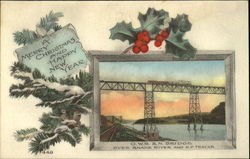 O. W. R. & N. Bridge Over Snake River And N. P. Tracks Trains, Railroad Postcard Postcard