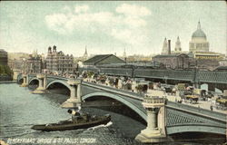 Blackfriars Bridge & St. Pauls' London Postcard