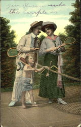 Tennis Match with Cupid Postcard Postcard