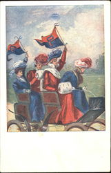 Women riding in a car Postcard