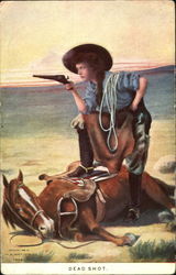 Dead Shot Cowboy Western Postcard Postcard