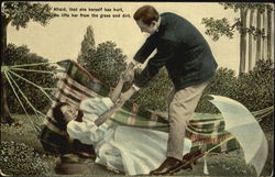 Afraid That She Herself Has Hurt Tie Lifts Her From The Grass And Dirt Postcard