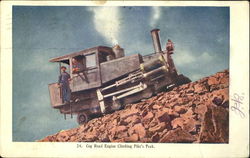 Cog Road Engine Climbing Pike's Peak Postcard