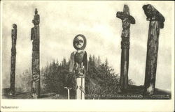 Totems At Wrangell Alaska Postcard Postcard