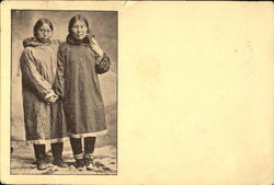 Eskimo Girls Native Americana Postcard Postcard