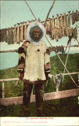 Eskimo Drying Fish Postcard