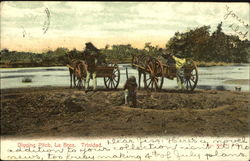 Digging Pitch La Brea, Trinidad Caribbean Islands Postcard Postcard