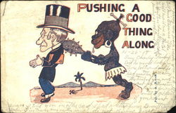 Pushing A Good Thing Along Black Americana Postcard Postcard