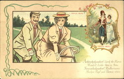 Couple on Tandem Bike Postcard