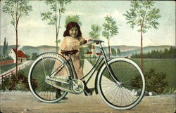 Girl with Bicycle Postcard