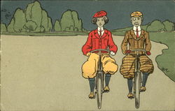 Couple on Bicycles Postcard Postcard