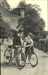 Couple with Bicycles Postcard