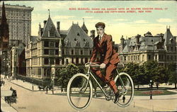 Kingmanuel Riding His Bicycle With An Eclopse Coaster Brake, Fifth Avenue and Fifty-ninth Street Postcard