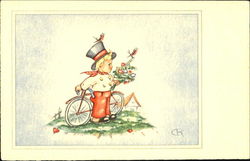 Girl with Bicycle Postcard