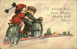 I'll Stick To You Thru Thick And Thine Bicycles Postcard Postcard