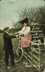 Couple with Bicycle Postcard