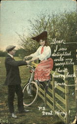 Couple with Bicycle Postcard