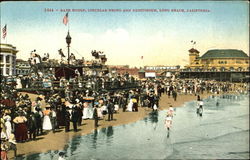 Bath House Circular Swing And Auditorium Long Beach, CA Postcard Postcard